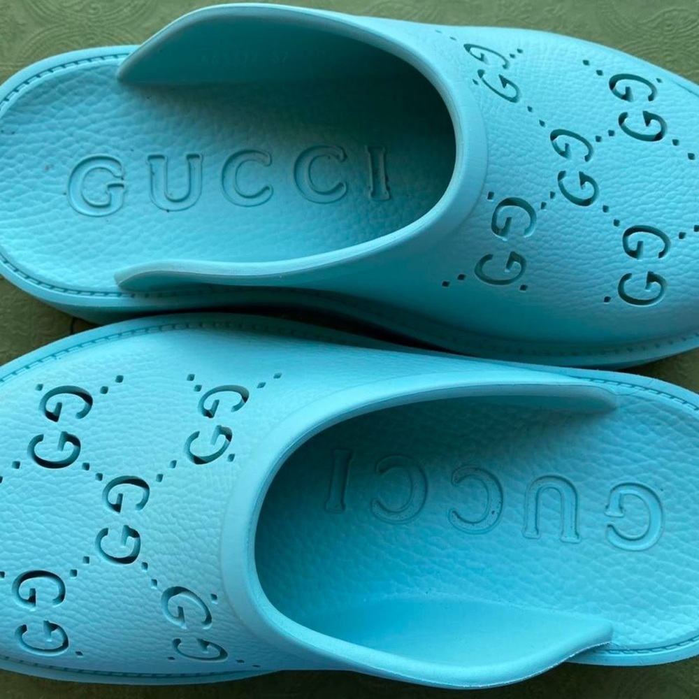Authentic #Gucci platforms in aqua